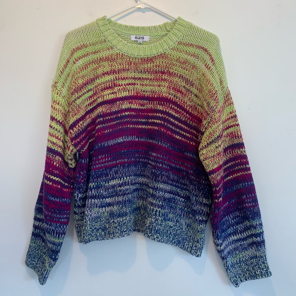 525 America Multicolor Gradient Knit Sweater - Lime, Pink, Blue